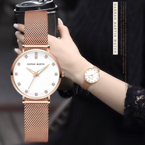 Fashion Women quartz watch Luxury Dress Style Mesh Band Full Steel Thin Rose Gold Waterproof Ladies Watches relogio feminino