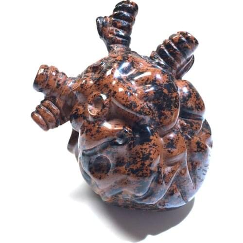 Natural Red Obsidian Carved Heart Healing Crystal Wiccan Craft Women Gift Halloween Diy Accessories Rainbow Ornament Home Deco