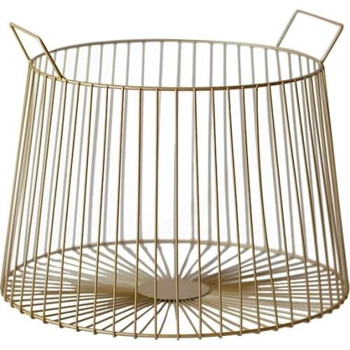 Nordic Golden Cast Iron Metal Storage Basket Home Hotel Bathroom Dirty Clothes Laundry Basket Toy Sundries Bucket Organizer Gift