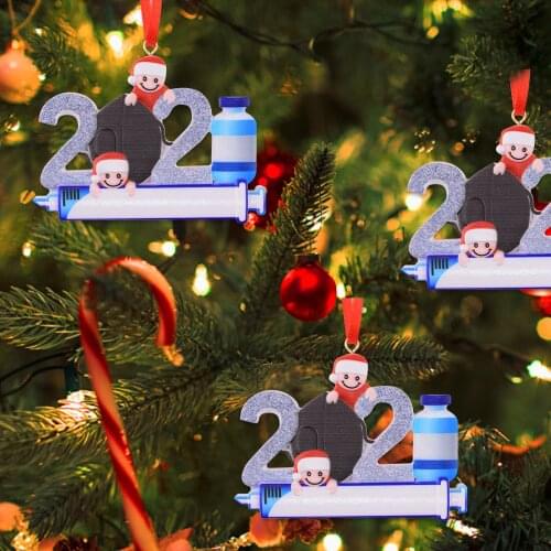 NEW Santa with Vaccine Christmas Tree Ornaments xmas decorations Lightweight Resin Tree Hanging Pendants New Year 2022 Gift