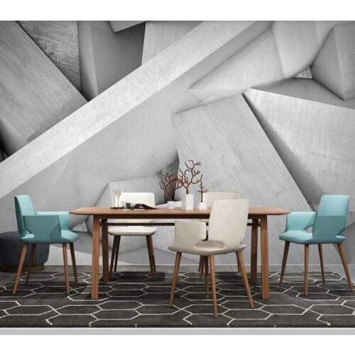 Papel de parede Modern simple 3D stereo geometric concrete industrial style wallpaper,living room tv wall bedroom bar club mural