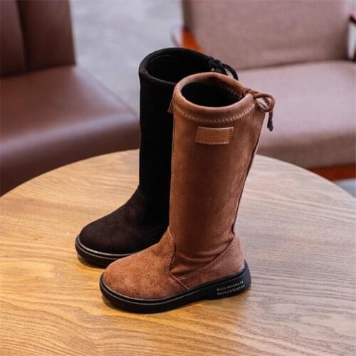 2021 Autumn Winter Kids Boots For Girls Fashion Cool Rubber Boots Knee-high Childrens Motorcycle Boots Long Boots Martin Boots