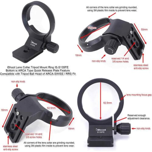 IShoot Lens Collar Tripod Ring Support for Tamron 17-28mm F/2.8 Di III RXD A046 (E-mount), with Arca-Swiss Quick Release Plate