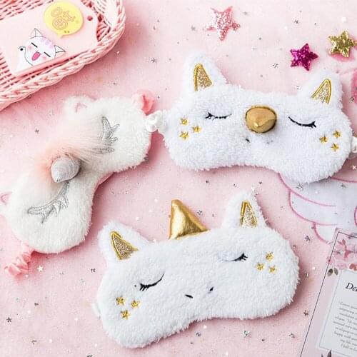 Plush Cartoon Cute Unicorn Eye Mask Gold Silver Nose Sleeping Mask Eyepatch Eye Cover For Eye Travel Relax Sleeping Aid Patch