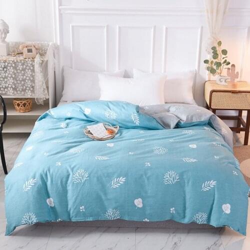 Blue leaves Duvet Cover Cartoon Floral Print Bed Cover for Kids Adults Single Double Bed Bedroom Use (no pillowcase)