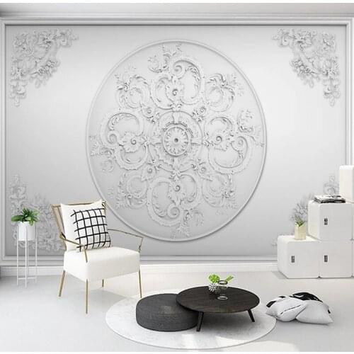 Custom 3D Mural Wallpaper Wall Painting Creative Art White Plaster Relief Pattern Bedroom Living Room Background Photo Wallpaper