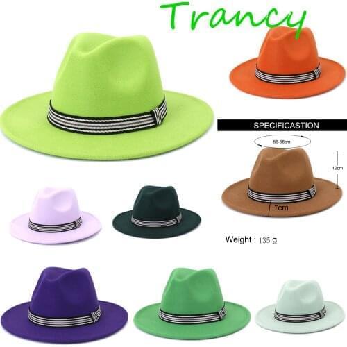 Hat fedoras hat solid color band Panama felt hat for women jazz hat church hat top cap women fedoras hats for men шляпа женская