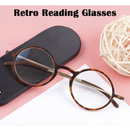 Ultra-thin Reading Glasses Pocket Retro Anti Blue Light Presbyopic Glasses Men Women UV Protection Portable Round Frim Leopard