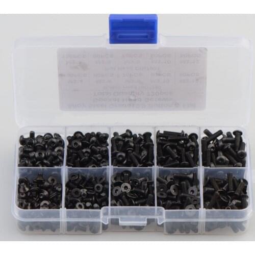 Countersunk HeadRound Head Hexagon Socket Screws Suit Carbon Steel High Strength Head Hexagon Screw Combination Suit 720pcs/set