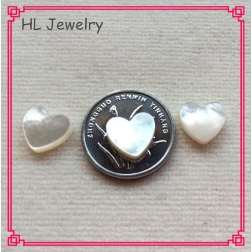 100PCS/Lot 10MM white Heart Shape Shell Beads For DIY Jewelry Heart Shell Beads with side hole