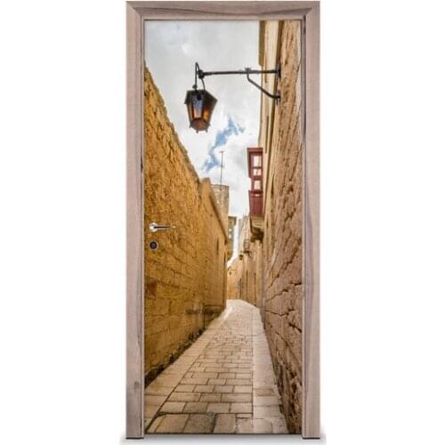 3D Door Sticker Narrow Quiet Path Wall Sticker DIY Door Cover Kitchen Home Decoration Accessories Modern 3d Wall Stickers