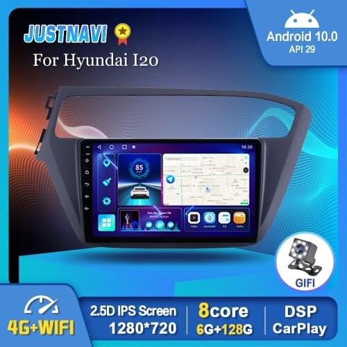 JustNavi Car Radio Android 10.0 Multimedia Video Player Hyundai I20 2017 2018 Carplay Auto DSP GPS Navigation 6G 128G 1280*720P