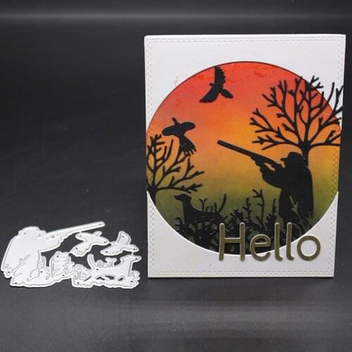 AZSG Hunter Go hunting Prey Cutting Dies For DIY Scrapbooking/Card Making/Album Decorative Metal Die Cutter Crafts