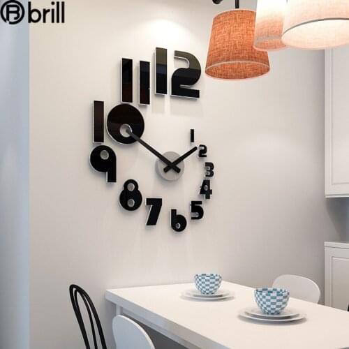 Nordic Large Wall Clock Modern Design Silent Diy Clocks 3d Art Wall Clock Sticker Wall Decorations Living Room Wall Ornament