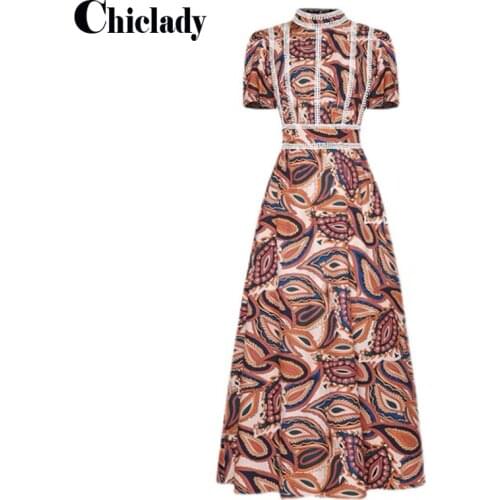 CHICLADY runway designer maxi vintage party dress for women summer patchwork tassel lady boho robe de mujer fashion new vestidos