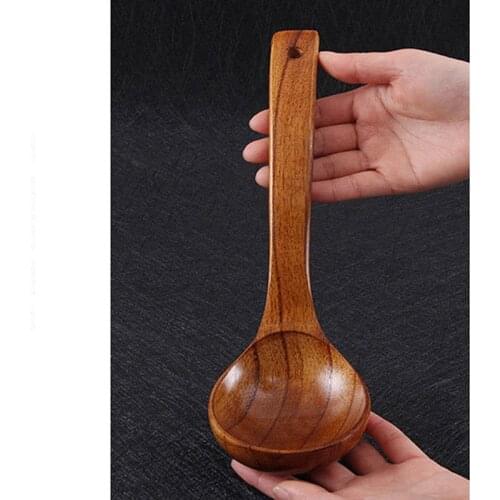 Wooden Cooking Scoop Catering Tableware Wooden Kitchen Utensils 1PC Natural Wood Spoon Soup Ladle