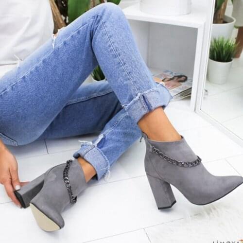 Dropshiping Women Shoes Winter Autumn Women Botas Shoes Casual Women High Heels Pumps Warm Ankle Boots Mujer Zapatos Size