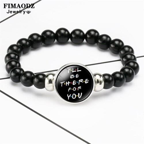 FIMAODZ Friends TV Show Beaded Bracelet I'll Be There for You Monicas Door Frame Cartoon Glass Bracelets for Good Friend Gift