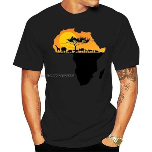 Cool Africa Style T Shirt Men Originality Popular Shirt Brand Good Quality Tee Africa Map Lion Tops Harajuku Streetwear