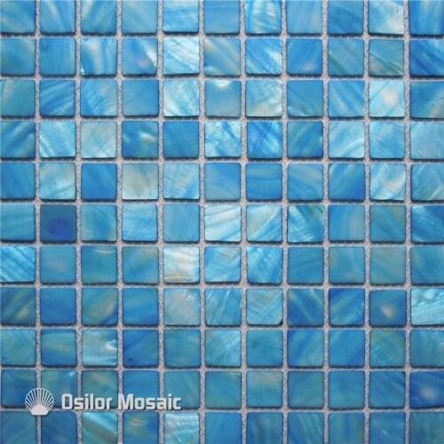 Blue color Chinese freshwater shell mother of pearl mosaic tile for bathroom and kitchen decoration wall tile