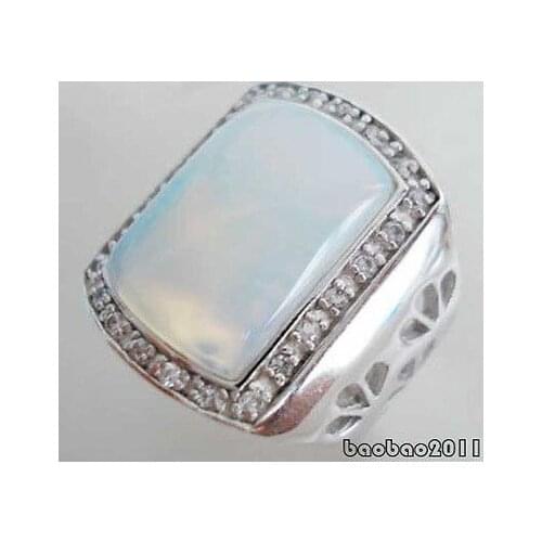 Blue Fire Opa Crystal Ring US size 8 9 10 11# man mens Quartz ringe silver wedding jewelry