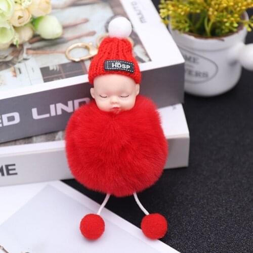 New cute wool hat cute doll key chain ladies wool ball pendant accessories