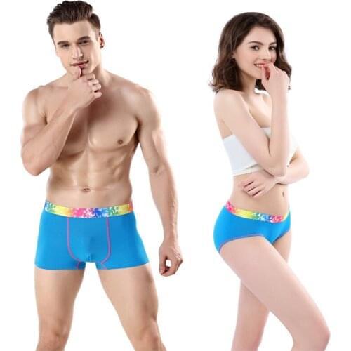 New 2Pcs Cotton Cartoon Couple Underpants Low Waist Men Panties Fashion Female Briefs Fashion Couple Underwear Eamless Panties