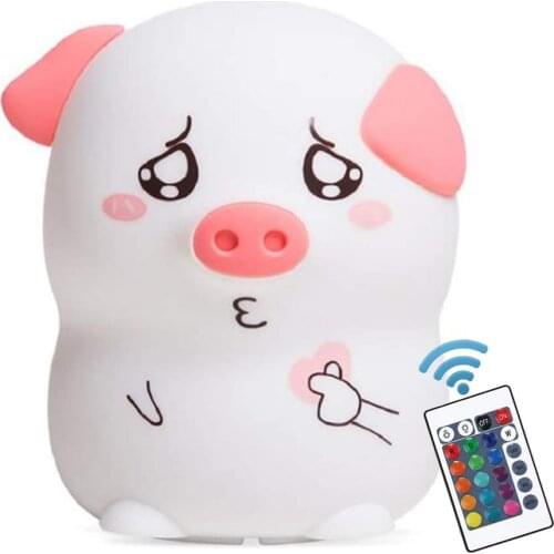 New Exotic LED Nursery Night Light for Kids Cute Animal Silicone Baby Night Light with Touch Sensor Cute Pig NightLight for Baby