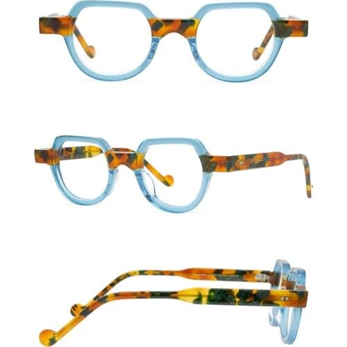 Belight Optical Women Men Colorful Vintage Irregular Shape Acetate Prescription Eyeglasses Optical Spectacle Frame Eyewear 9559