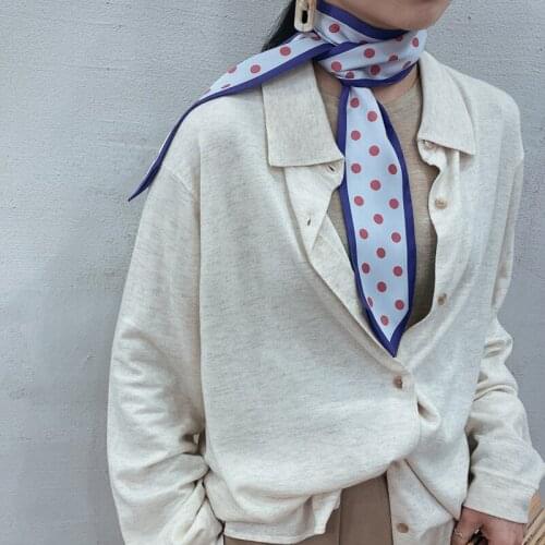 MoriBty Long Skinny Women Silk Scarf Neckerchief Summer Dot Heart Print Bufandas Neck Ties Foulard Hair Ribbon Headscarf Wraps