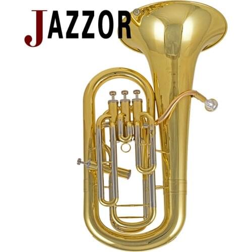 JAZZOR JBEP-1142 Professional Euphonium B Flat Gold Lacquer Brass wind instrument with mouthpiece and case