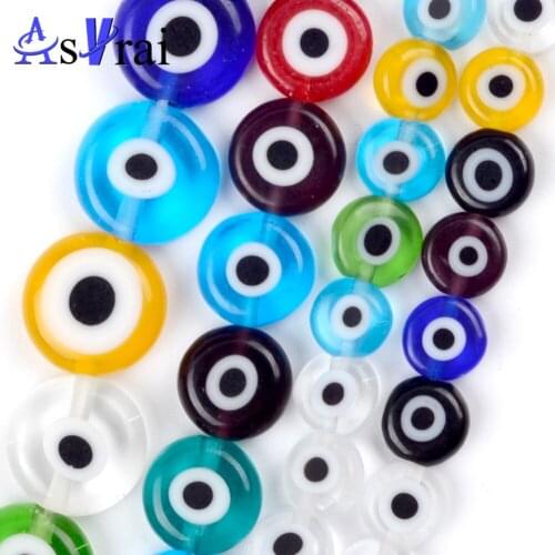 6 8 10mm Natural Stone Eye Multicolor Lampwork Glass Beads For Jewelry Making Flat Round Loose Spacer Beads DIY Bracelet Charms
