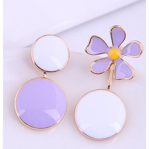 Lovely Enamel Earrings New Hot Fashion Oil Painted Flower Stud Earrings for Women Girls Gift Trendy Jewelry