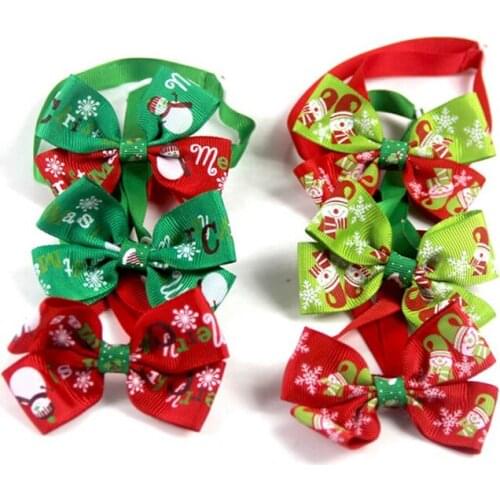 Lovely Cat Dog Collar Bow Tie Christmas Bowknot Adjustable Neck Strap Dog Grooming Accessories Xmas Pets Products Supplies