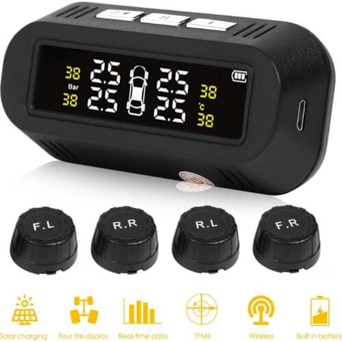 VODOOL C68 Solar Car TPMS Tire Pressure Monitoring System Auto Tyre Pressure Temperature Warning Alarm Systems With 4 Sensors