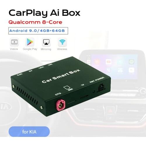 Exploter Ai Smart Box for Sportage Forte Optima K9 Adding Android 9.0 OS Wireless CarPlay Qualcomm 8-Core 4GB+64GB Mifi Dual BT