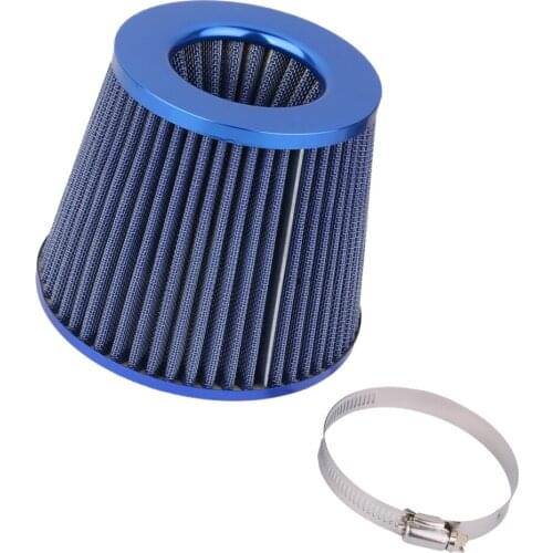 76mm Performance High Flow Cold Air Intake Cone Replacement Dry Filter -Blue