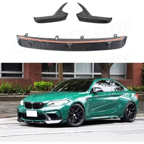 Carbon Fiber Material Front Bumper Lip Chin Spoiler with Splitters For BMW 2 Series F87 M2 M2C Competition 2018 2019 2020