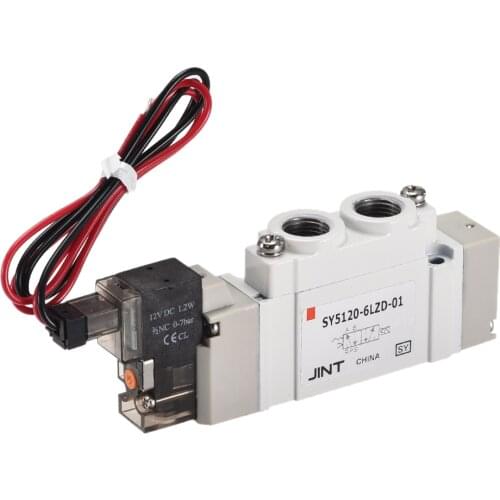 Uxcell DC12V 5Way 2 Position 1/8 PT,Pneumatic Air Control Solenoid Valve,Internally Single Piloted Acting Type,Red Light