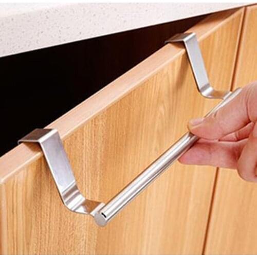 Towel Rack Over Door Towel Bar Hanging Holder Stainless Steel Bathroom Kitchen Cabinet Towel Rag Rack Multi-purpose Shelf Hanger