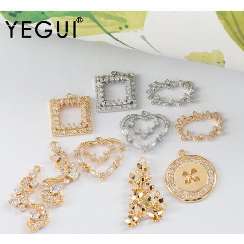YEGUI M1007,jewelry accessories,18k gold plated,copper metal,rhodium plated,zircons,charms,diy earrings,jewelry making,10pcs/lot
