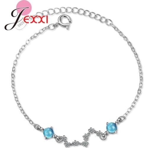New 925 Sterling Silver Bracelets For Women Elegant Blue Planet Cubic Zirconia Crystal Valentines Anniversary Gift Jewelry