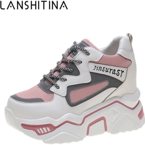 2020 New Platform Women Sneakers Autumn Stylish Thick Sole Casual Shoes 9.5CM Breathable Mesh Walking Shoes Woman Zapatos Mujer