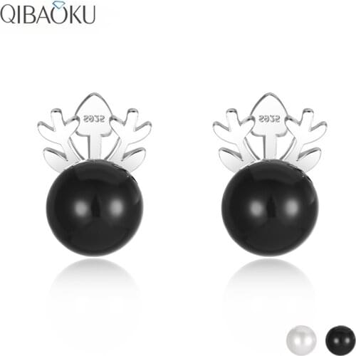 925 Sterling Silver Clip Earrings for Women Black White Natural Pearl Earrings Fashion Simply Fine Jewelry Gift