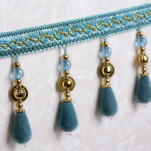 12M/Lot Beads Curtain Lace Trim DIY Sewing Drapery Pillow Sofa Lamp Decorative Lace Ribbon Tassel Fringe Curtain Accessories