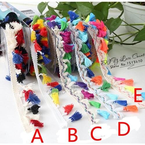 2Yards/Lot 4CM Width Tassel Fringe Ethnic Lace Trim Ribbon Sewing Latin Dress Stage Garment Curtain DIY Accessories