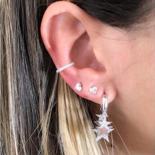 2019 summer luxury cz star Charm Pendant Women jewelry earring Gold silver Color Minimal dainty Fashion huggie Hoop Earrings