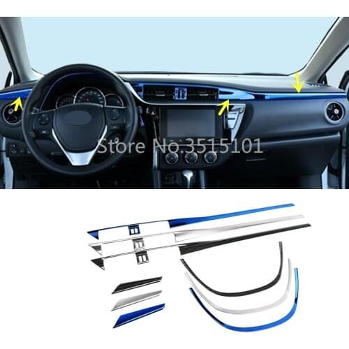 Car Cover Trims Stainless Steel Middle Console Control Dashboard Instrument Panel 3pcs For Toyota Corolla Altis 2017 2018 2019