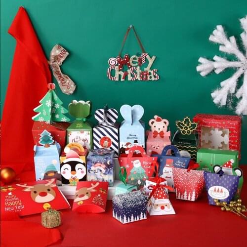 5pcs Creative Christmas Candy Gift Boxes Santa Claus Star Shape Paper Packing Box Winter Theme New Year Xmas Home Supplies
