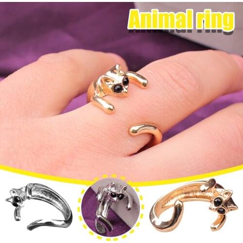 Anillos Fashion Vintage Antique Gold Cat Wrap Ring Adjustable Animal Wrap Ring Бижутерия Для Женщин stainless steel ring